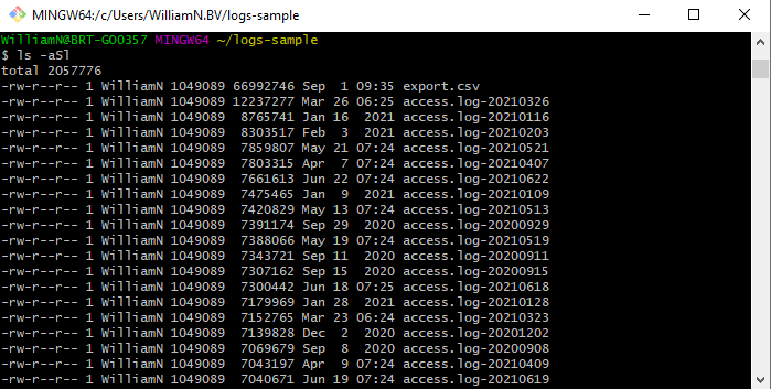 Long list command in Linux.